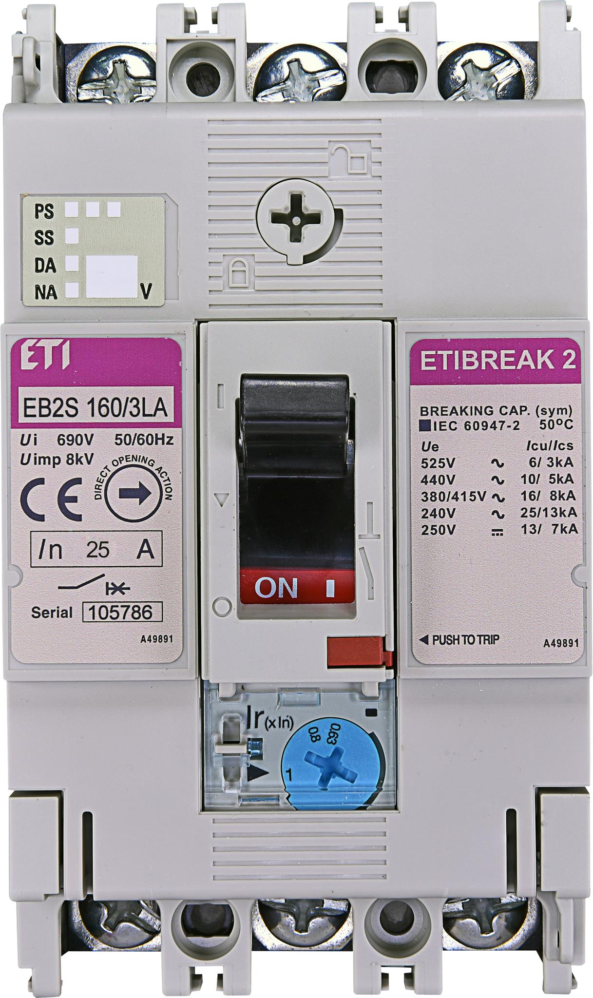 ETI 004671879 kompaktní jistič, EB2S 160/3LA 25A 3p