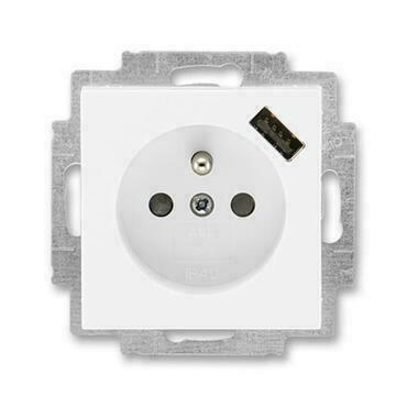 ABB 5569H-A02357 03 Levit Zásuvka 1násobná s kolíkem, s clonkami, s USB nabíjením