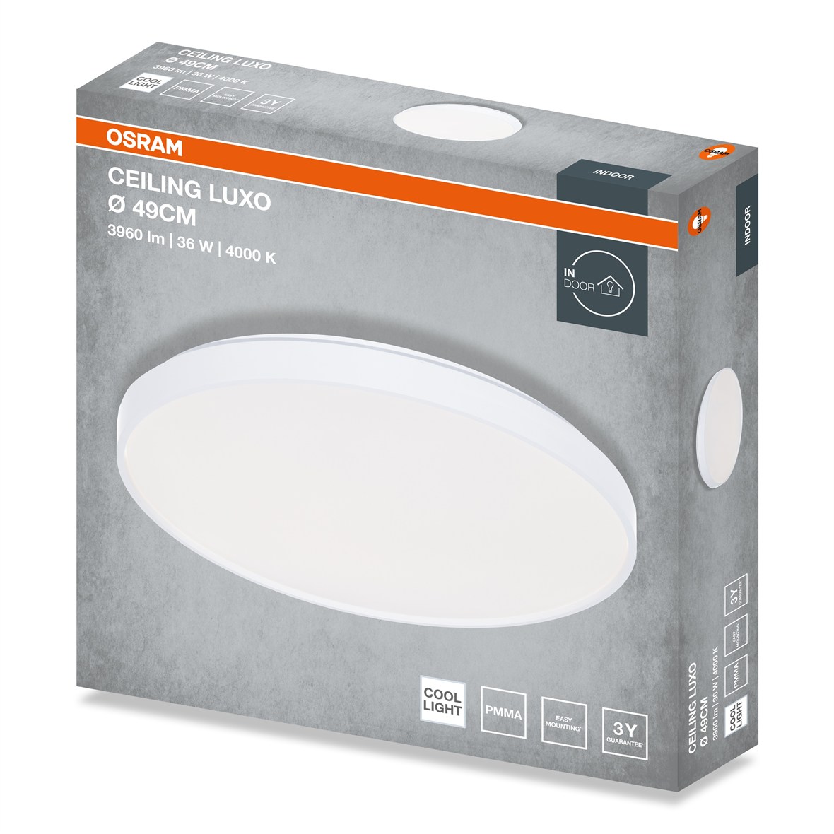Stropní svítidlo LUXO, 490mm, 36W, Denní bílá, IP20, Bílé