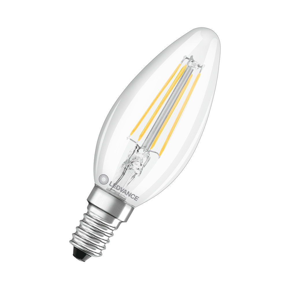 LED žárovka svíčka LEDVANCE LED CLB40 4W 827 FILCL E14 V, čiřá