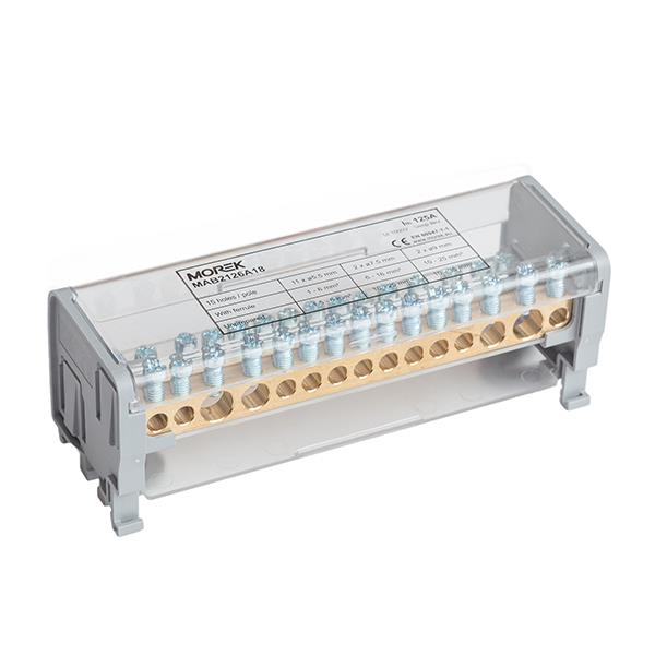 MOREK MAB2126A18 Distribuční blok MOBLOCK MAB 125A-15 (2 pól), 2x35 + 2x25 + 11x6mm2