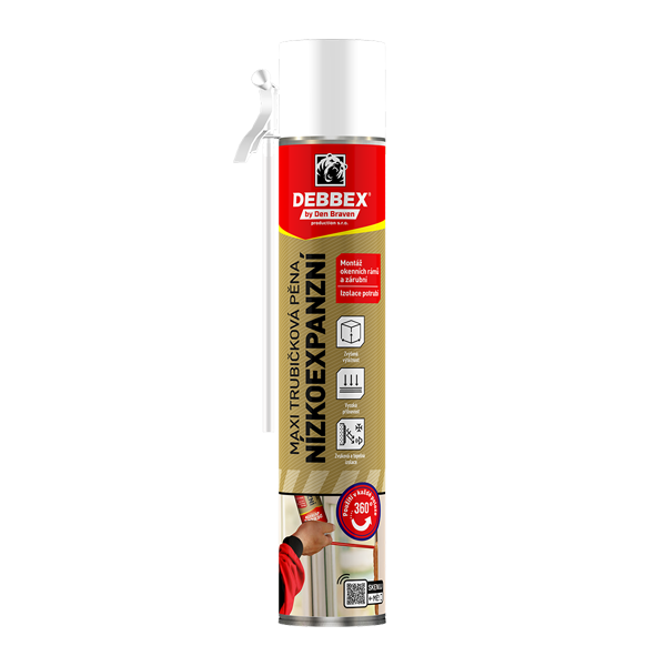 Pěna nízkoexpanzní DEBBEX 40122GD, maxi trubičková, žlutá, 500 ml