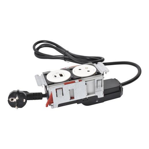 Zásuvka 2P+T zapuštěná s USB A+C LEG 654740 DISQIN bílá