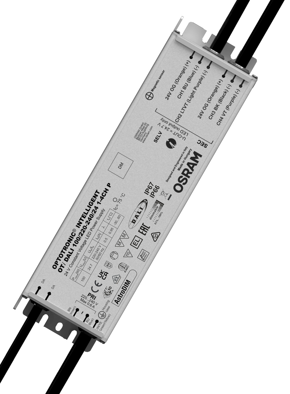 LEDdriver napěťový OSRAM OTI DALI 100/220-240/24 1...4 CH, DALI, IP66