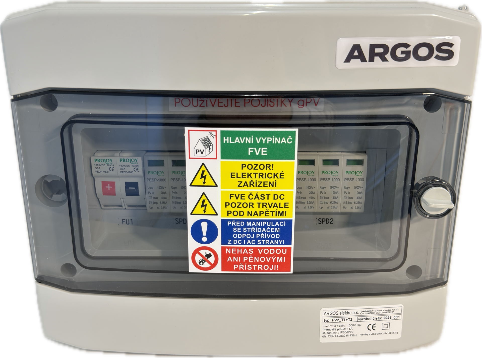Dvoustringový rozvaděč Argos FVE_ARGOS_PV2_T1+T2