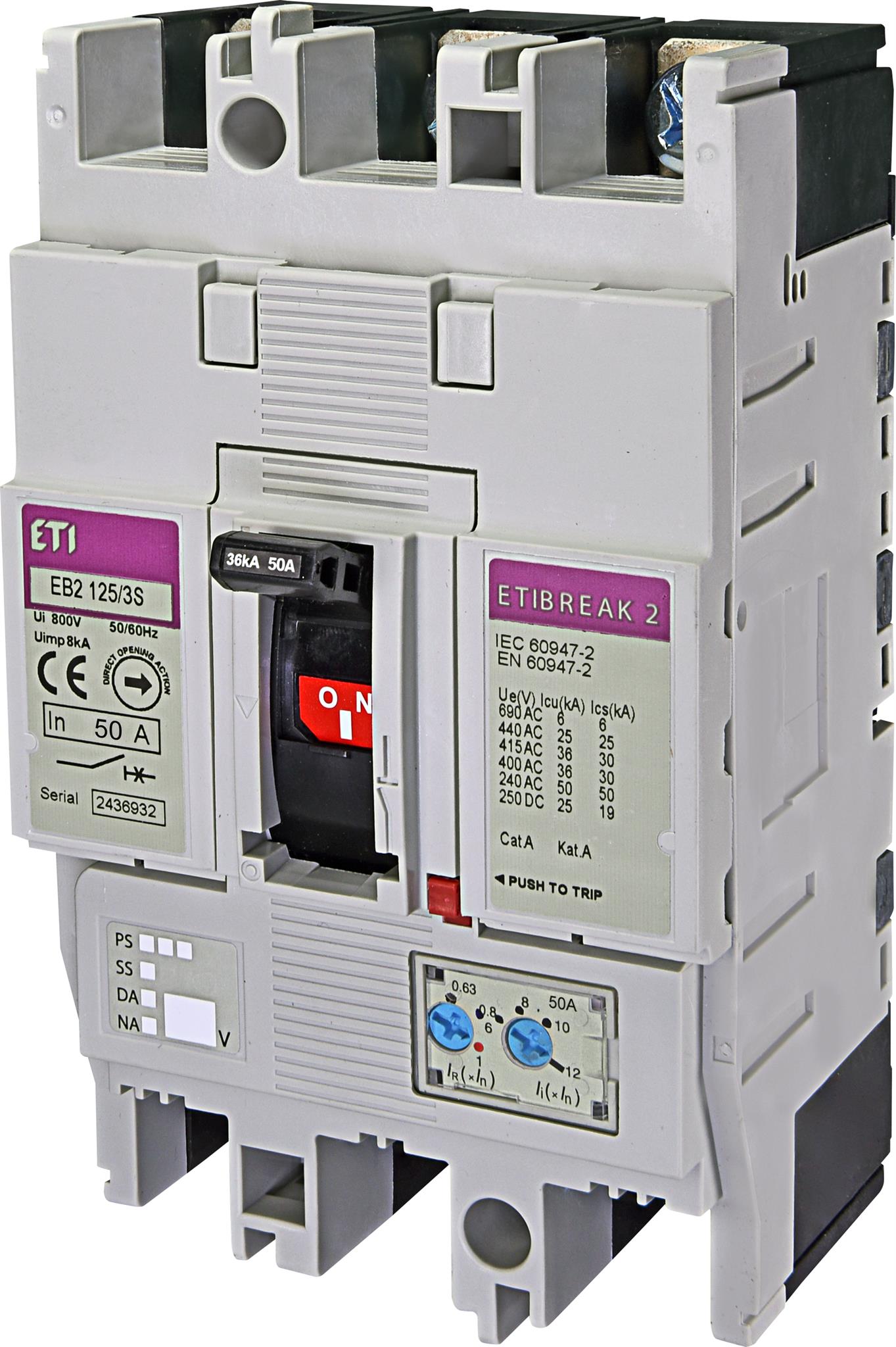 ETI 004671043 kompaktní jistič, EB2 125/3S 50A 3p