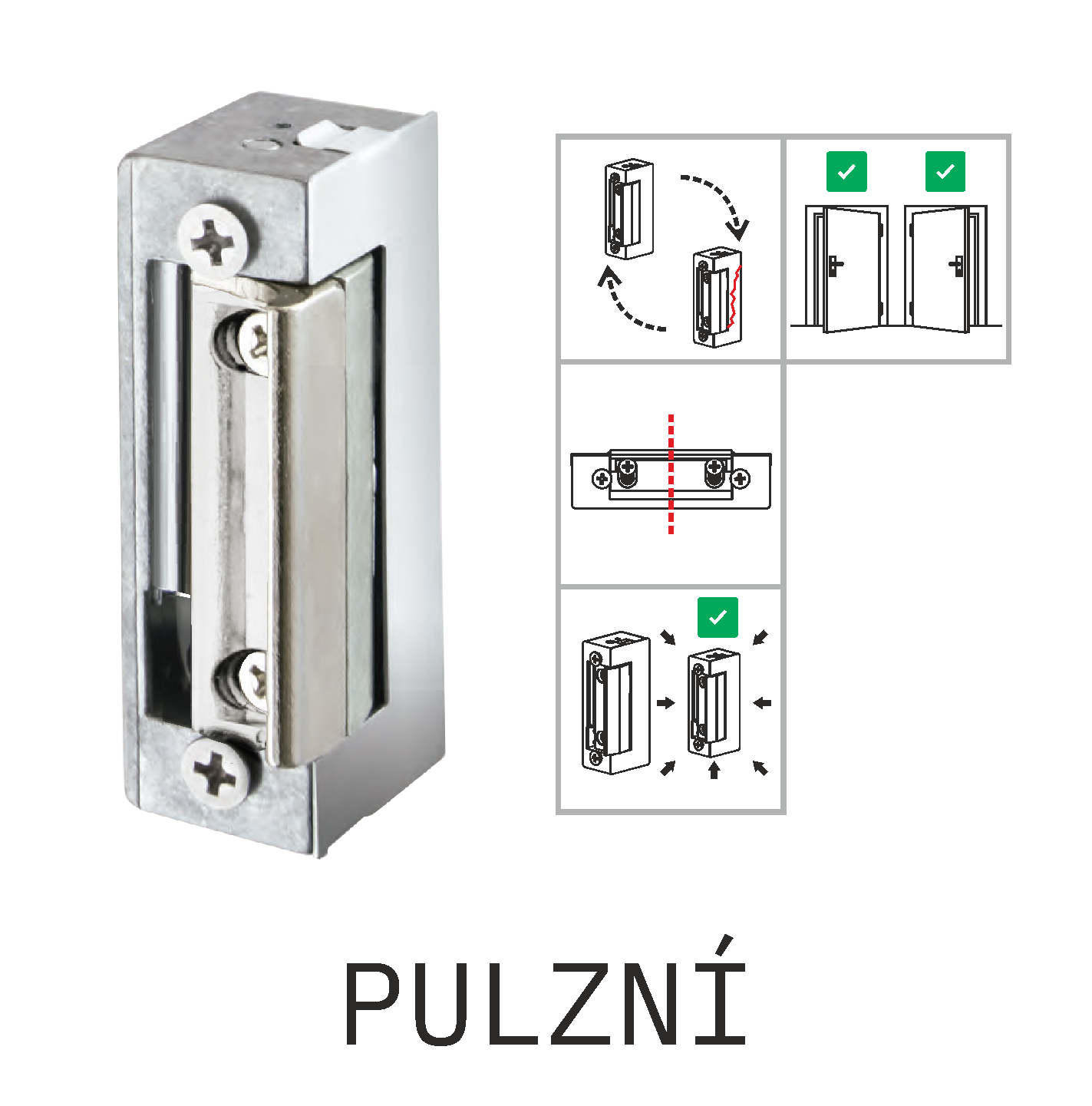 Zámek elektrický CZECHPHONE BEPE 54AA FLEX, pulzní, 8-12V