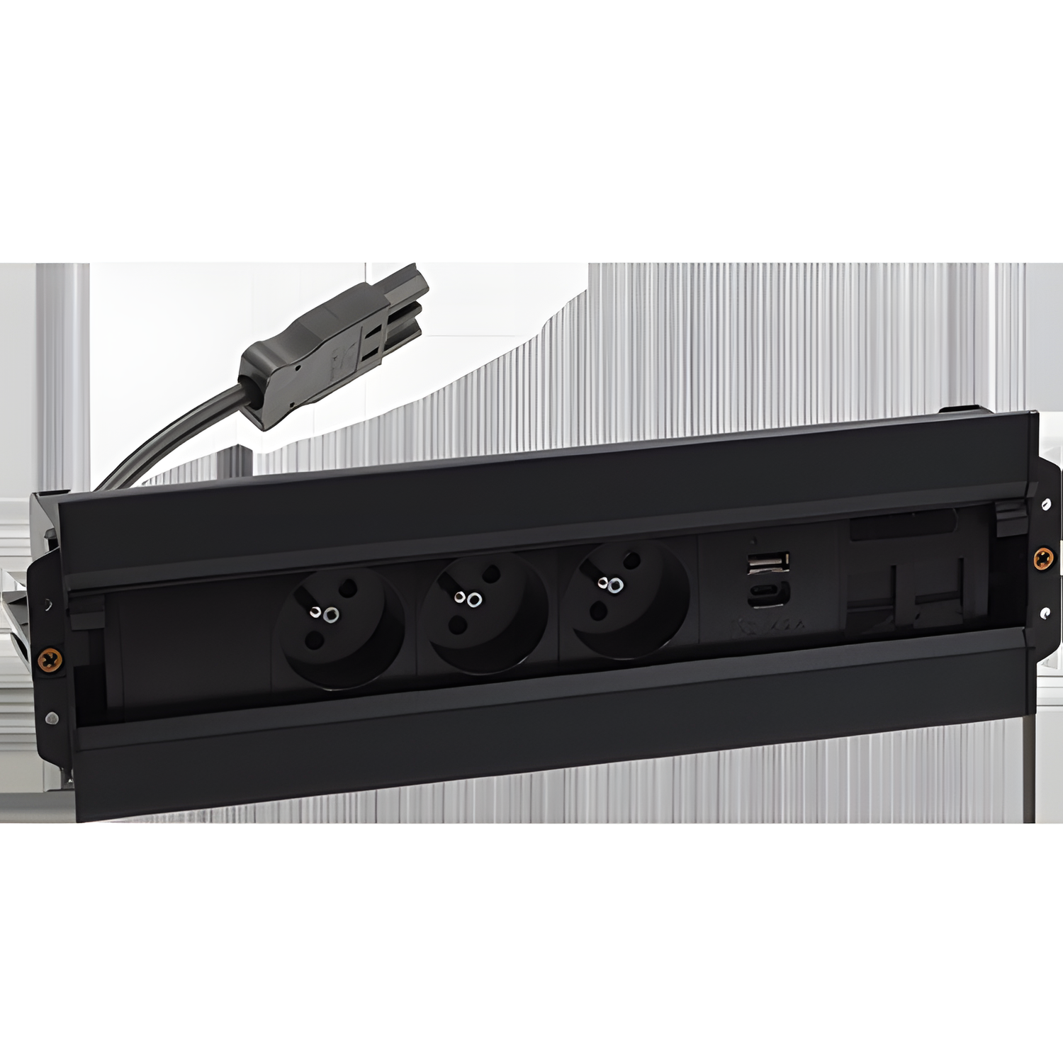 Mediaport Spinner SIMON 480 48610E30BK00000-44, 3x230V+USB nab.+kryt 2xRJ45, přip. konekt., černá
