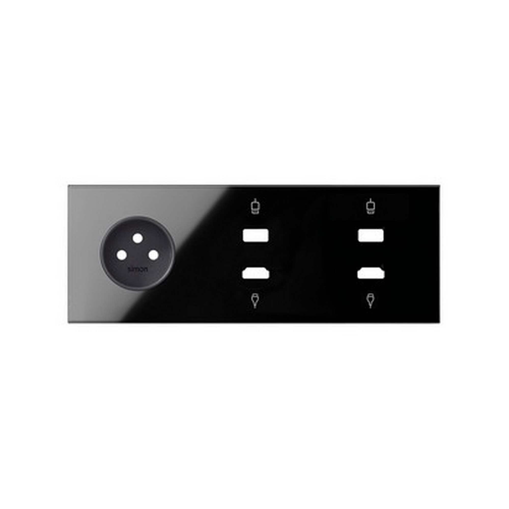 Sestava 3 násobná: 1 zásuvka+2 HDMI+1 USB, černá