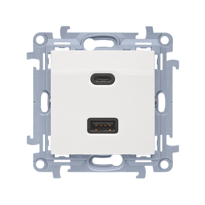 Nabíječka USB SIMON 10 CEC2CAQ.01/11, 2 násobná, 1x USB typ C+1x USB typ A, 30 W, bílá