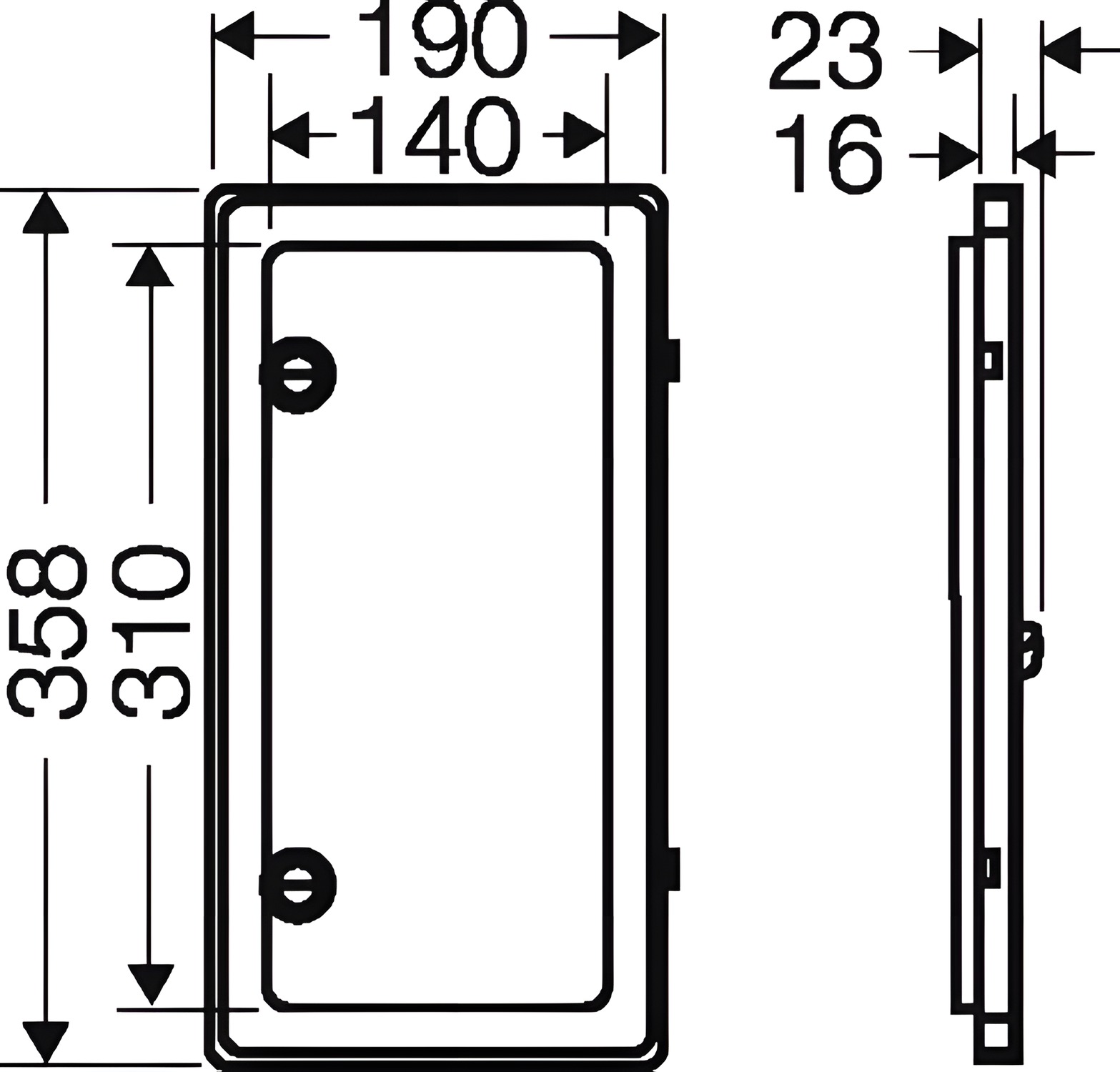 HEN NZ KL 54 Odklápěcí okénko, IP 54, rozměr otevřeného prostoru 140x310mm