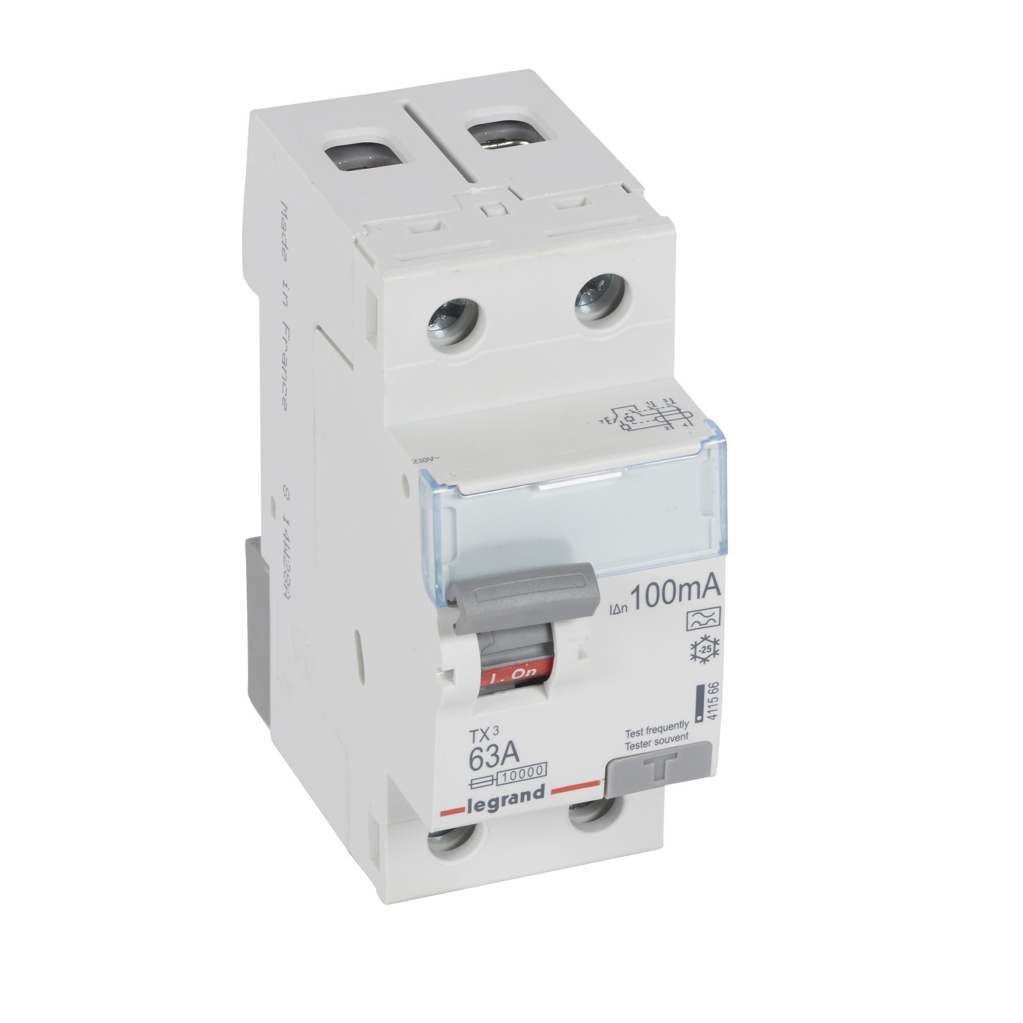 Chránič dvoupolový LEGRAND 411566 TX3 CHRÁN. 2P 63A 100MA A