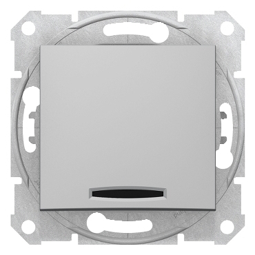 SCHN SDN1600160 Sedna - Ovládač tlačítkový s orientační kontrolkou, řazení 1/0So, Aluminium