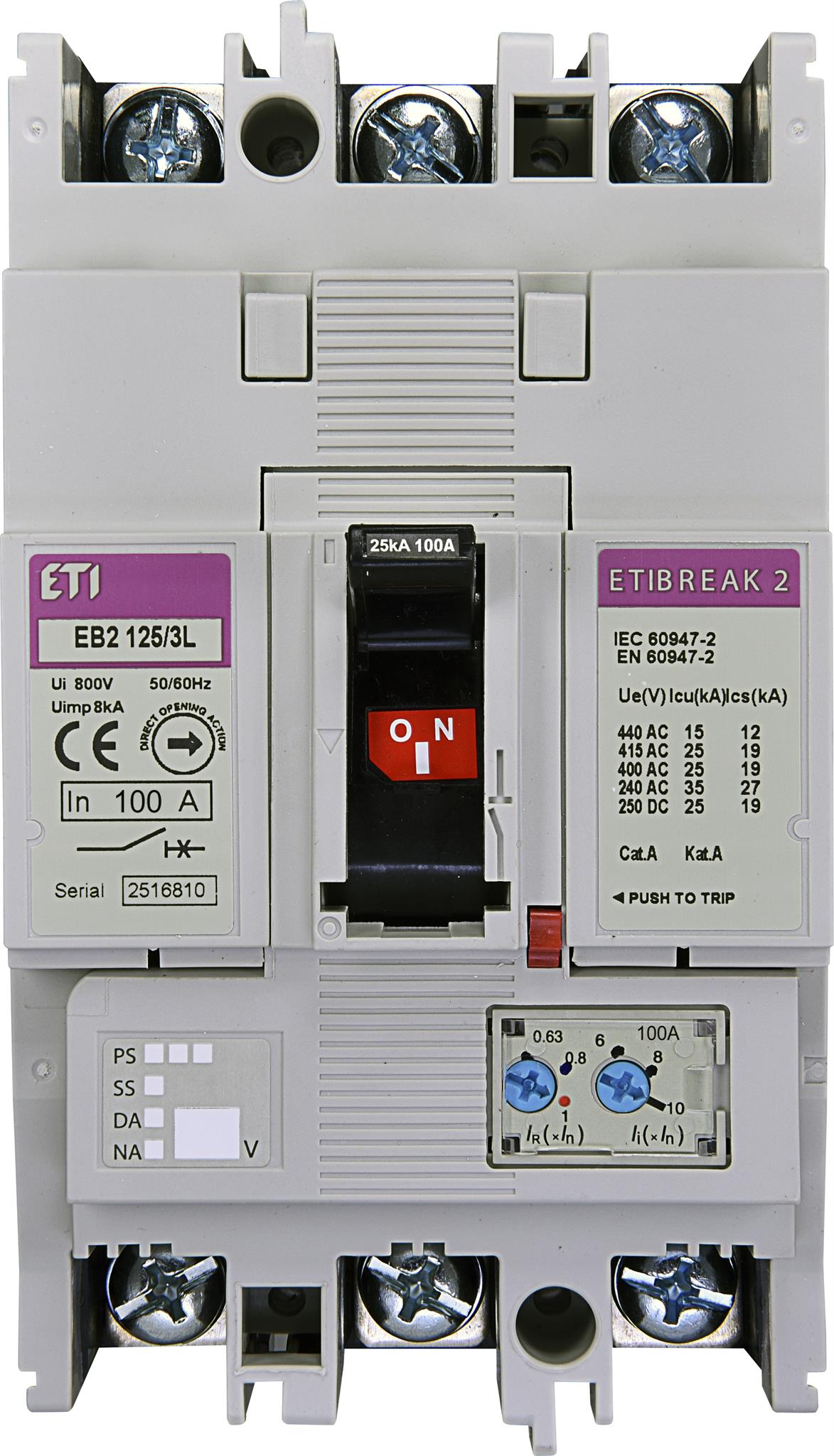 ETI 004671026 kompaktní jistič, EB2 125/3L 125A 3p
