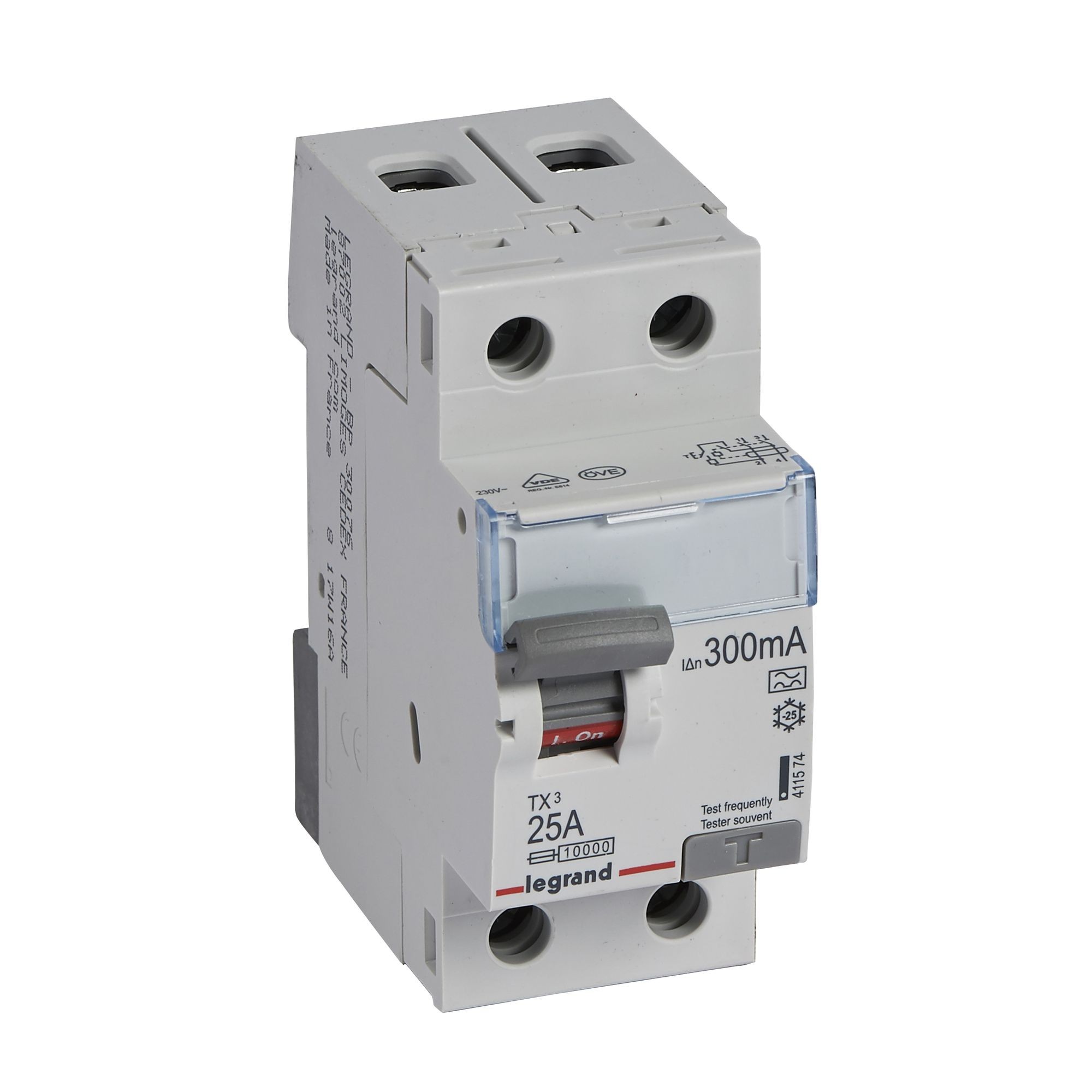 Chránič dvoupolový LEGRAND 411574 TX3 CHRÁN. 2P 25A 300MA A