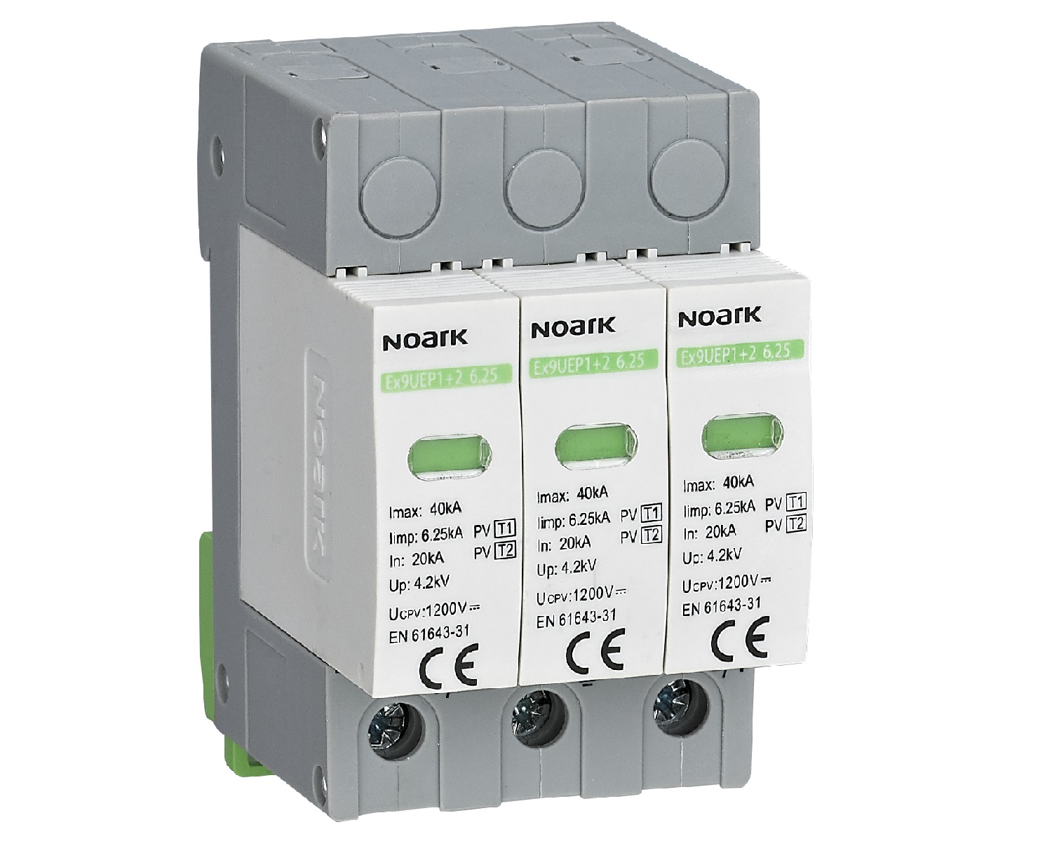 Svodič přepětí NOARK 111760 Ex9UEP1+2 6.25R 3P 1000 EU třída 1+2, In=6,25kA, 1000 V DC, šířka 3TE