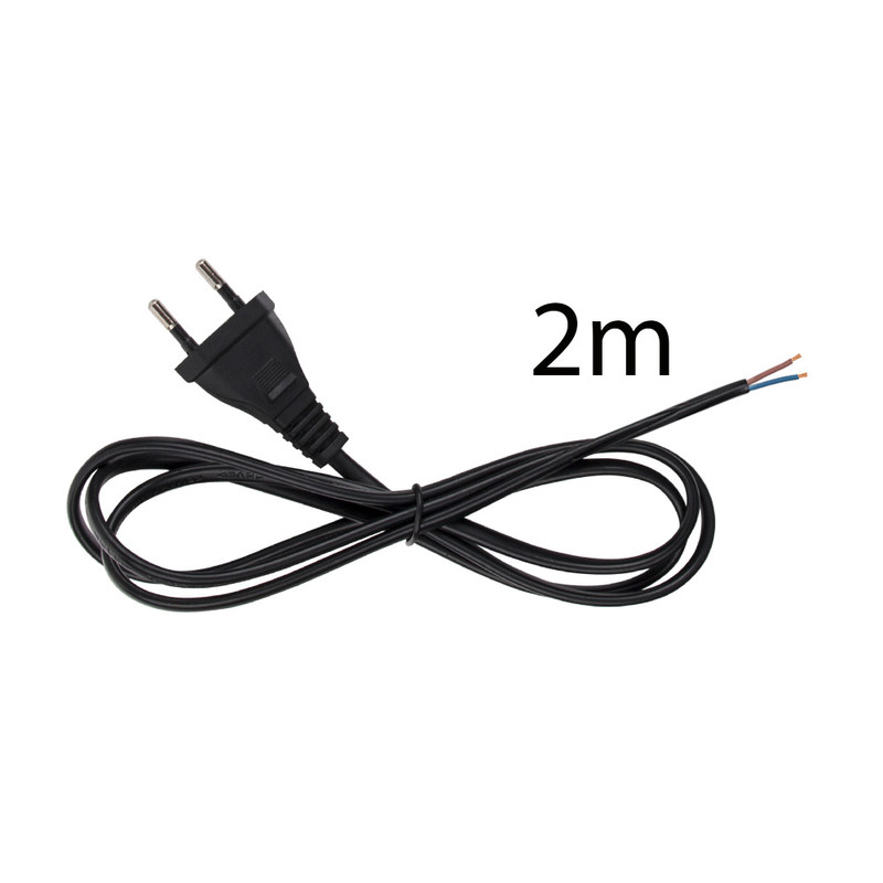 MC LED Přívodní plochý kabel 2m s plochou vidlicí, 2x0,75mm2, černý