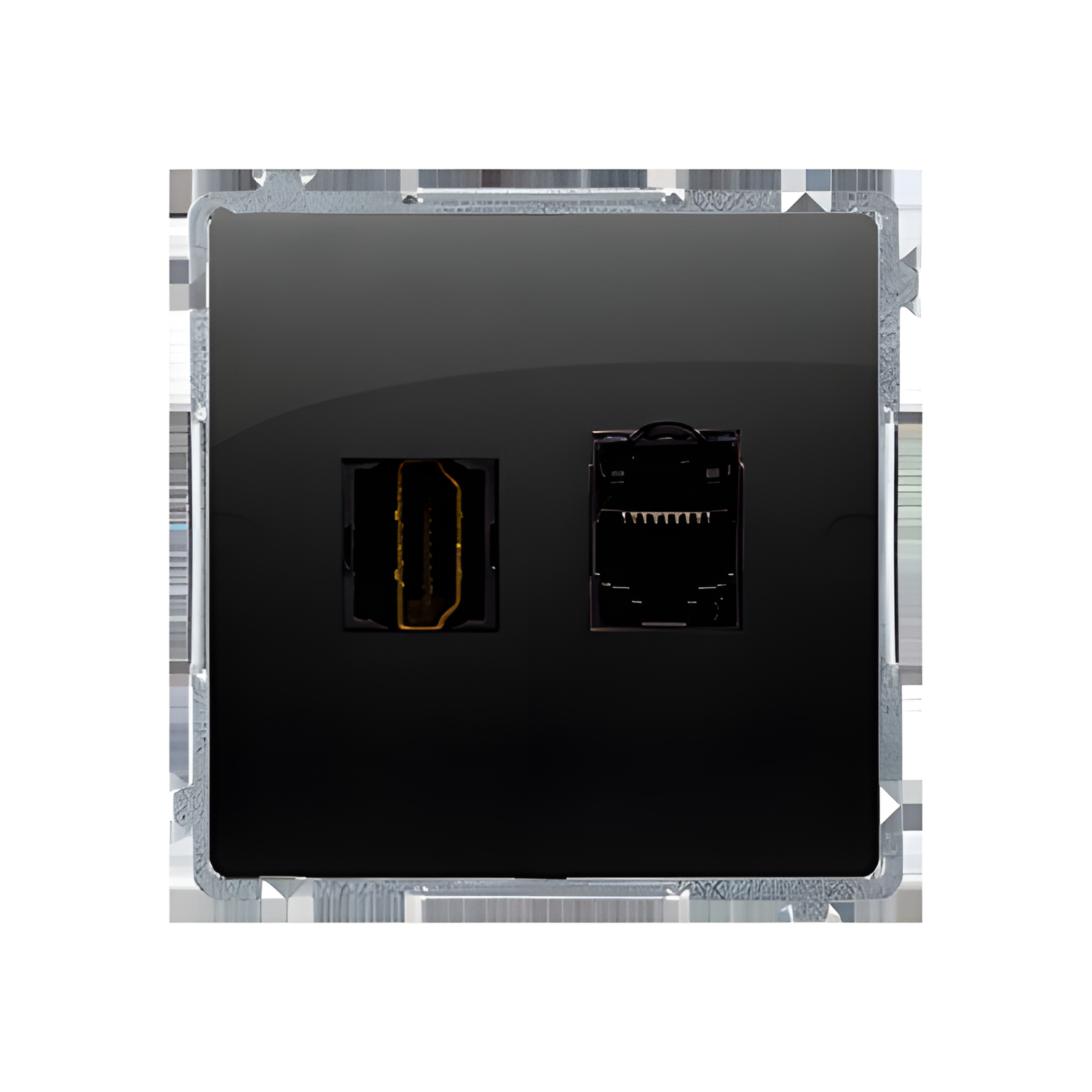 Zásuvka HDMI+datová SIMON BASIC BMGHRJ45.01/49, RJ45 kat. 6 (přístroj s krytem), černá matná