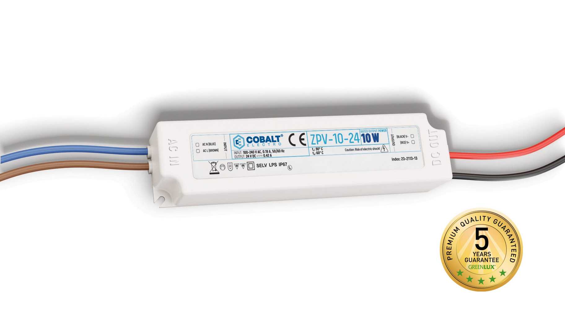 Napájecí zdroj LED GREENLUX DRIVER 10W/P IP67 24V (ZPV-10-24)