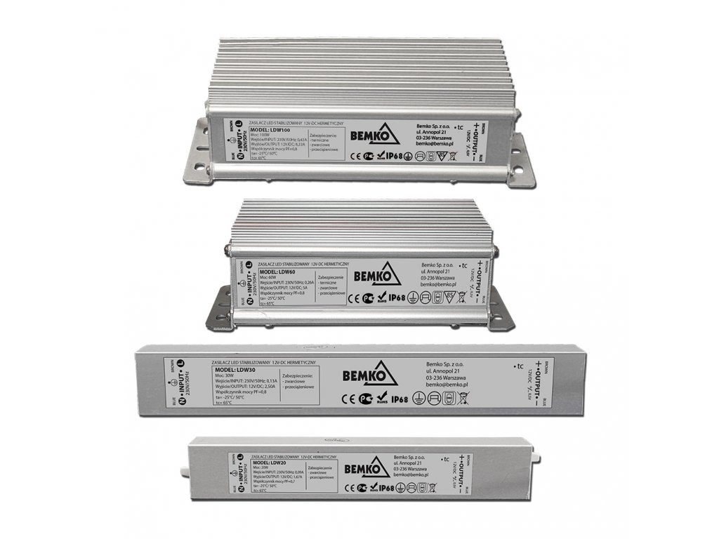 DAM elektronické trafo led prachotěsné IP68 12V 60W