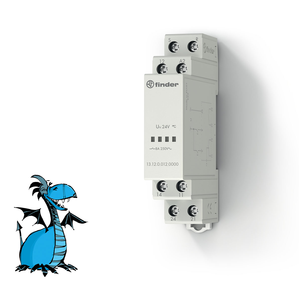 FINDER 13.12.0.012.0000 Relé přivolávací, 1P+1Z/8A, 12V AC/DC