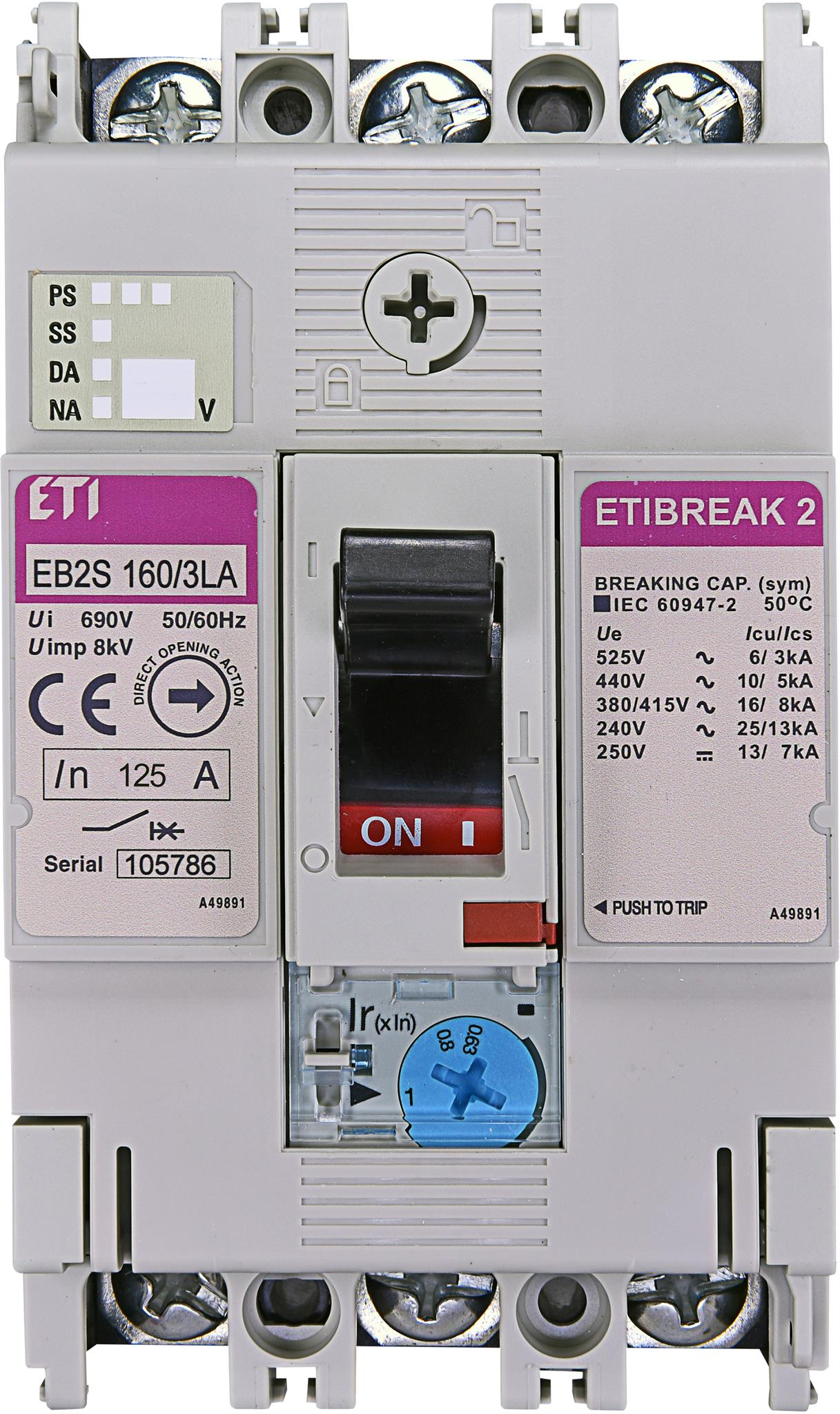 ETI 004671884 kompaktní jistič, EB2S 160/3LA 125A 3p
