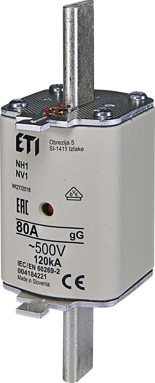 ETI 004184221 pojistka, NH1 gG 80A/500V