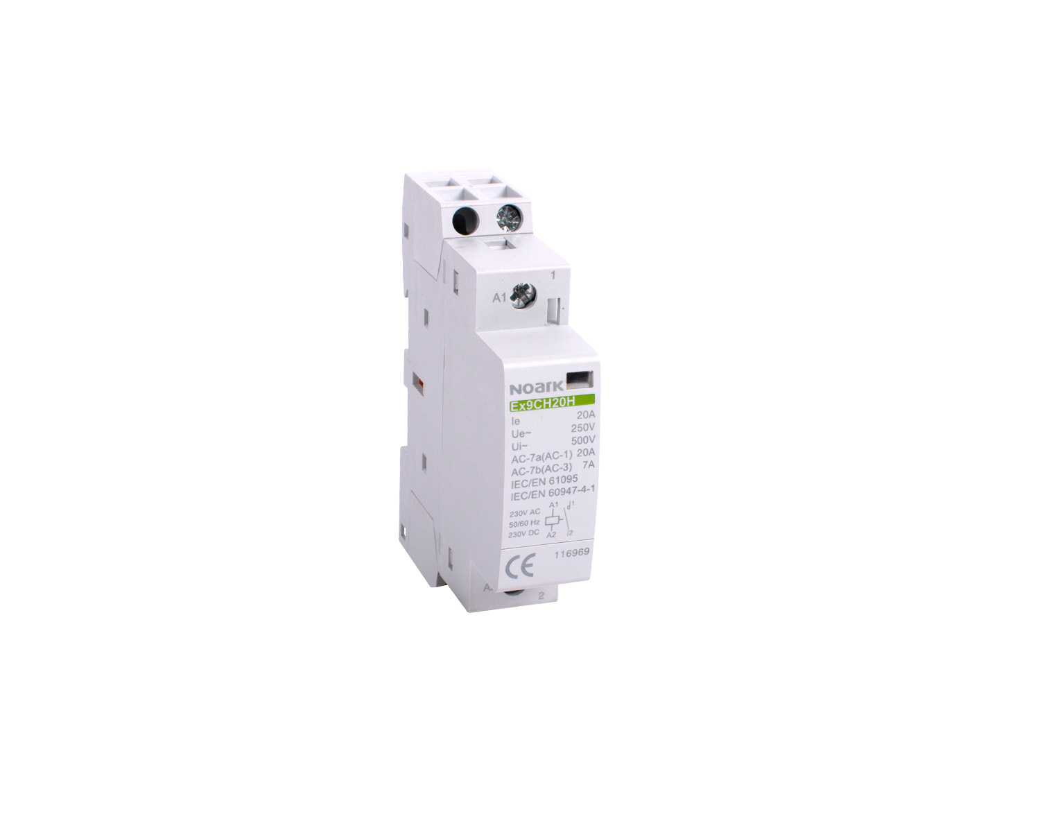 Stykač instalační NOARK 116974 Ex9CH20H 01 230V AC/DC 20A, 230V AC/DC, 1 vypínací kontakt