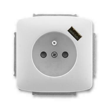 ABB 5569A-A02357 S Tango Zásuvka 1násobná s kolíkem, s clonkami, s USB nabíjením