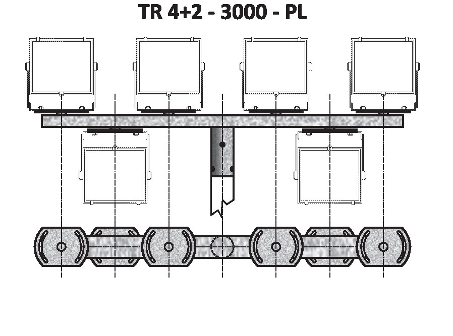TR 4+2/114 - 3000 - PL držák pro reflektory PL, natáčení do stran