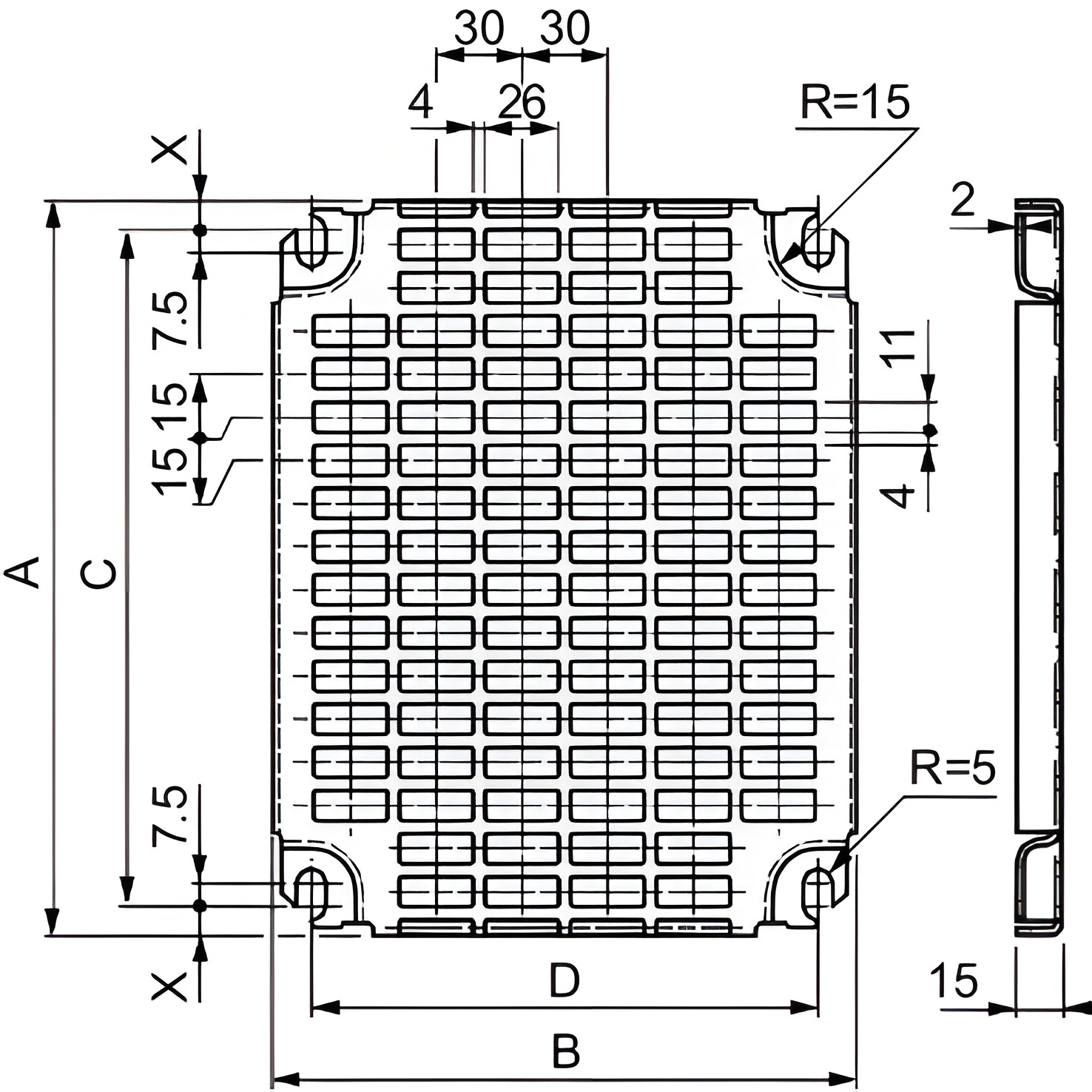 SCHN NSYMR88 Montážní panel perforovaný 800x800
