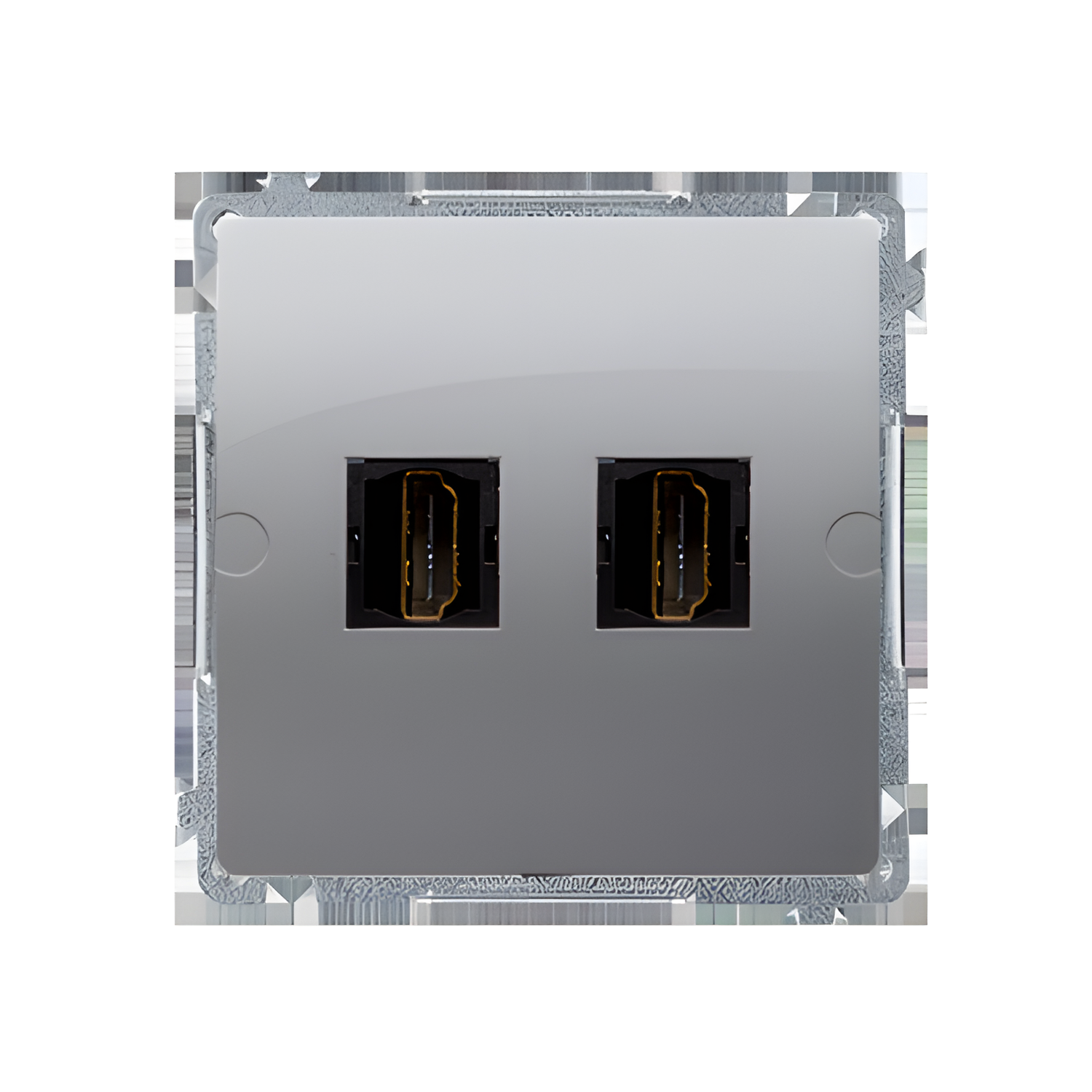 Zásuvka HDMI SIMON BASIC BMGHDMI2.01/43, 2 násobná (přístroj s krytem), stříbrná