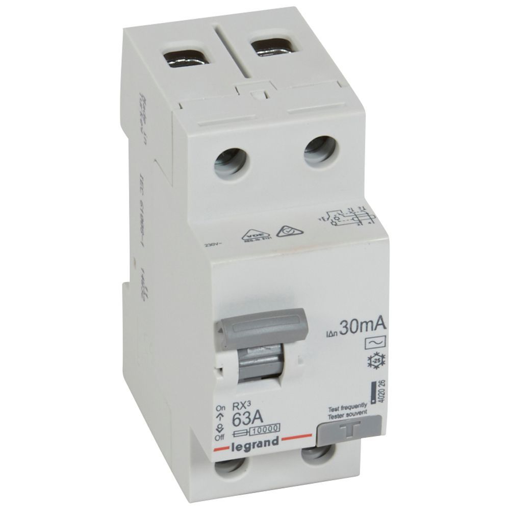 Chránič dvoupolový LEGRAND 402026 RX3 CHRÁN. 2P 63A 30MA AC