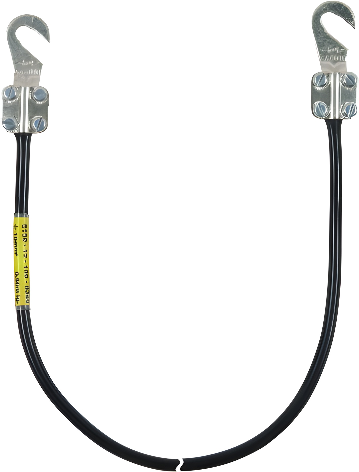 DEHN 410150  Uzemňovací vodič 10mm2/L 15,0m černý se dvěma otevřenými kabelovými oky M8/M10 DEHN DEHN