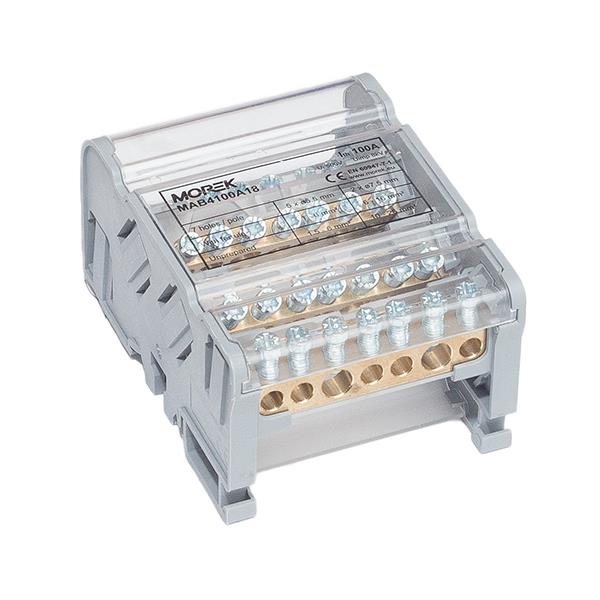 MOREK MAB4100A18 Distribuční blok MOBLOCK MAB 100A-7 (4 pól), 2x25 + 5x6mm2