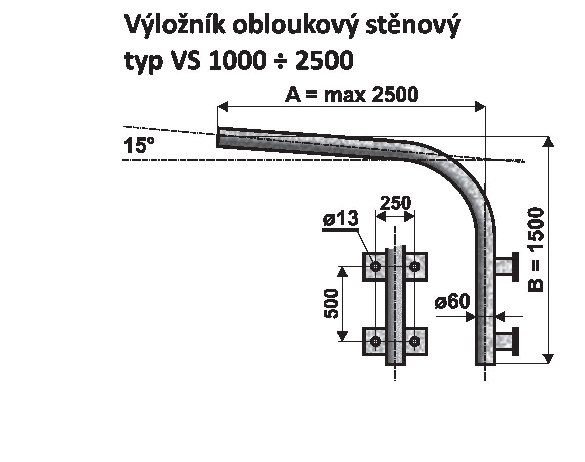 VS 1 - 2500 výložník obloukový, stěnový