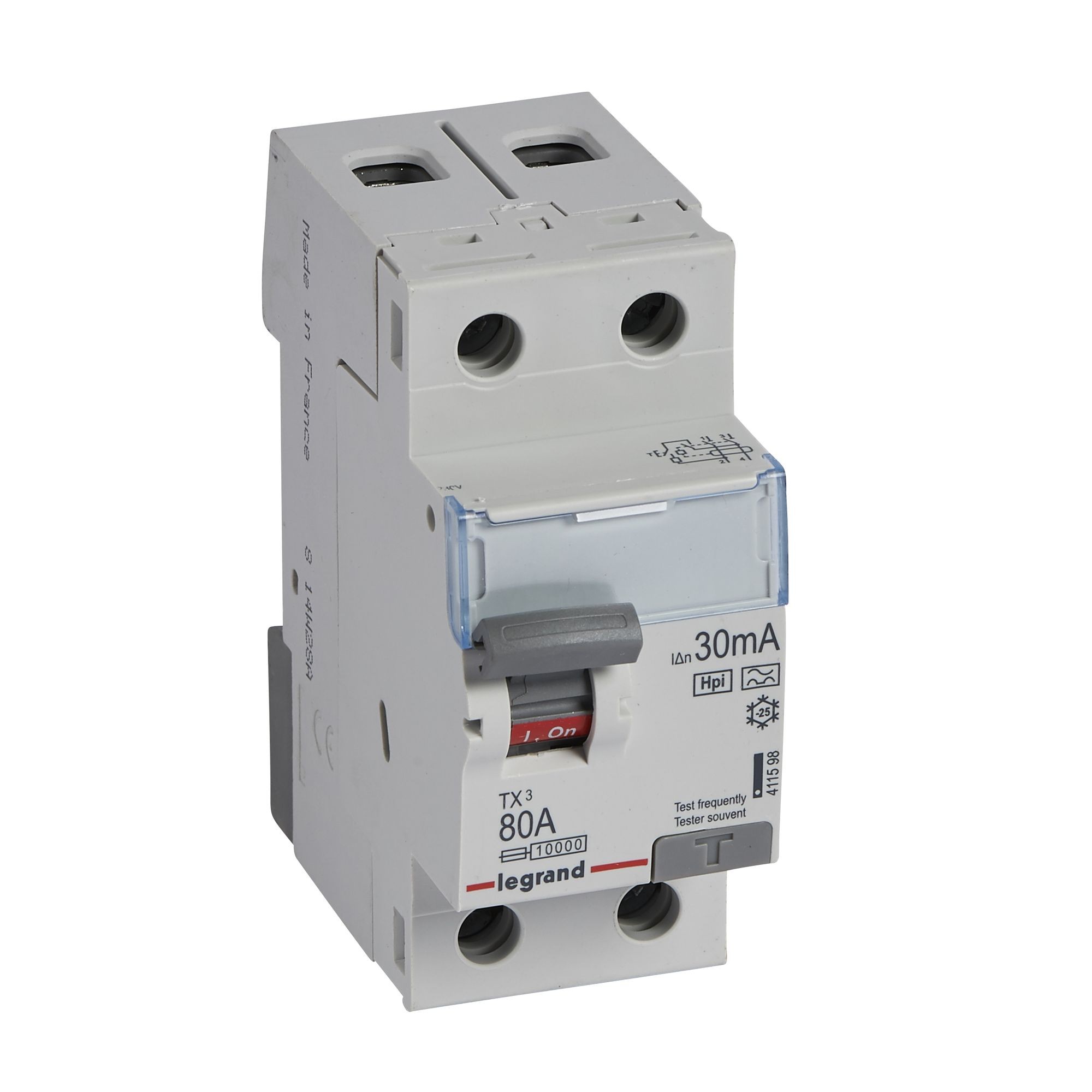 Chránič dvoupolový LEGRAND 411598 TX3 CHRÁN. 2P 80A 30MA F