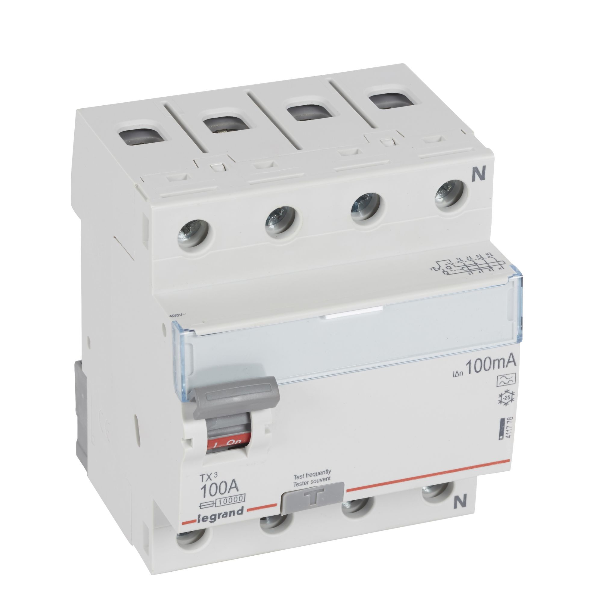 Chránič čtyřpolový LEGRAND 411778 TX3 CHRÁN. 4P 100A 100MA A