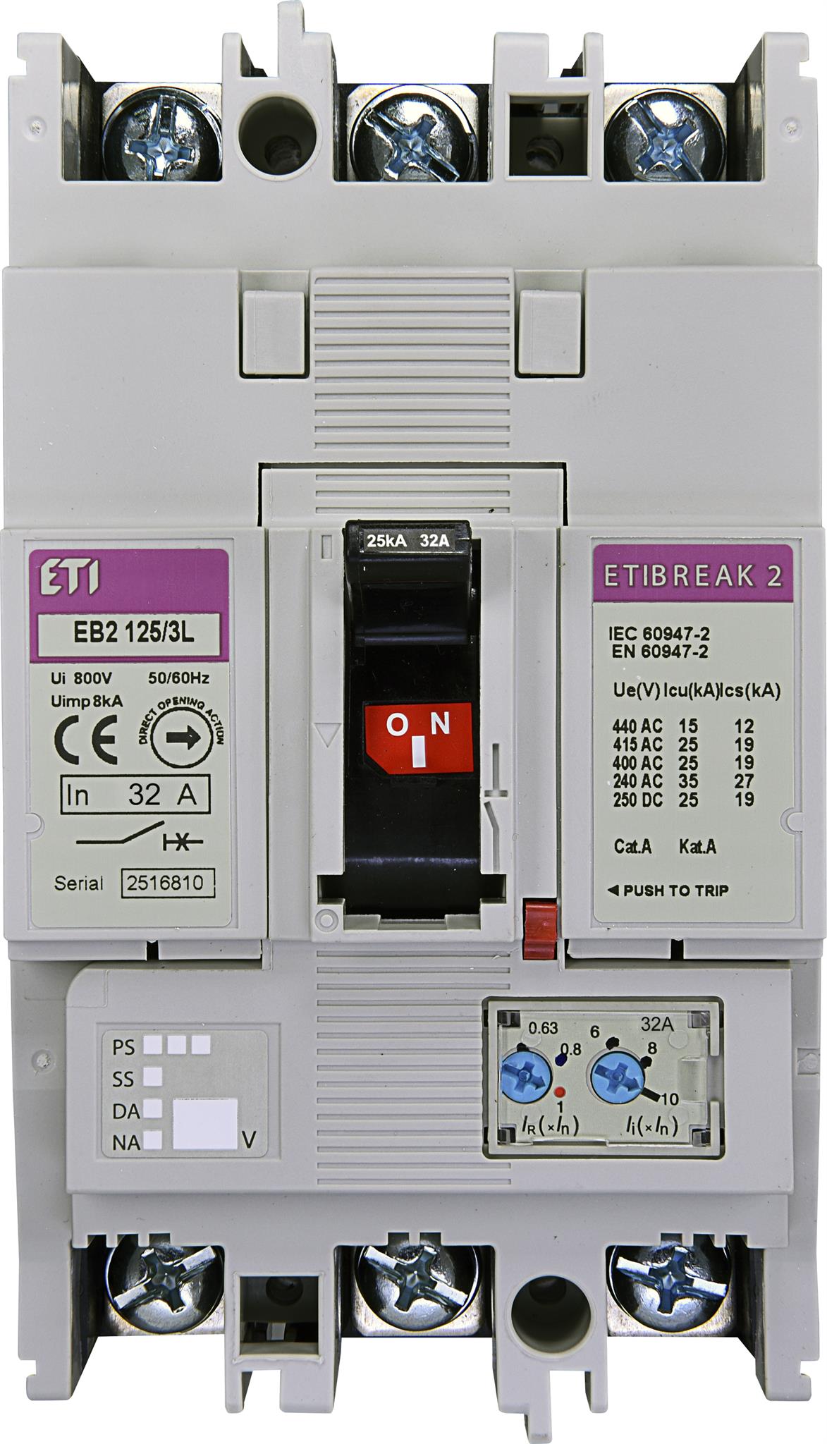 ETI 004671022 kompaktní jistič, EB2 125/3L 32A 3p