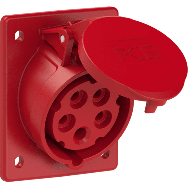 PC-415-6 zásuvka vestavná 5-pólová, 16A / 400V, 6h, IP44, šikmá, příruba 80x97mm