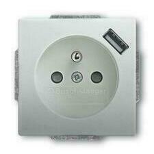 ABB 2CKA002017A0895 Future Zásuvka 1násobná s ochr. kolíkem a clonkami, bezšr. svorky, USB nabíjení