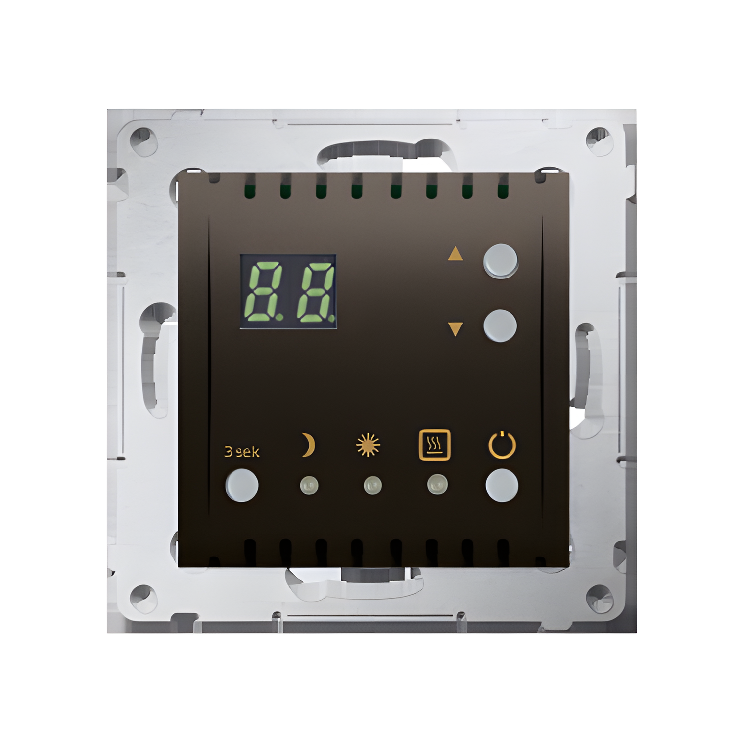 Termostat digitální SIMON 54 DTRNW.01/46, programovatelný s vestavěným senzorem teploty, hnědá metal