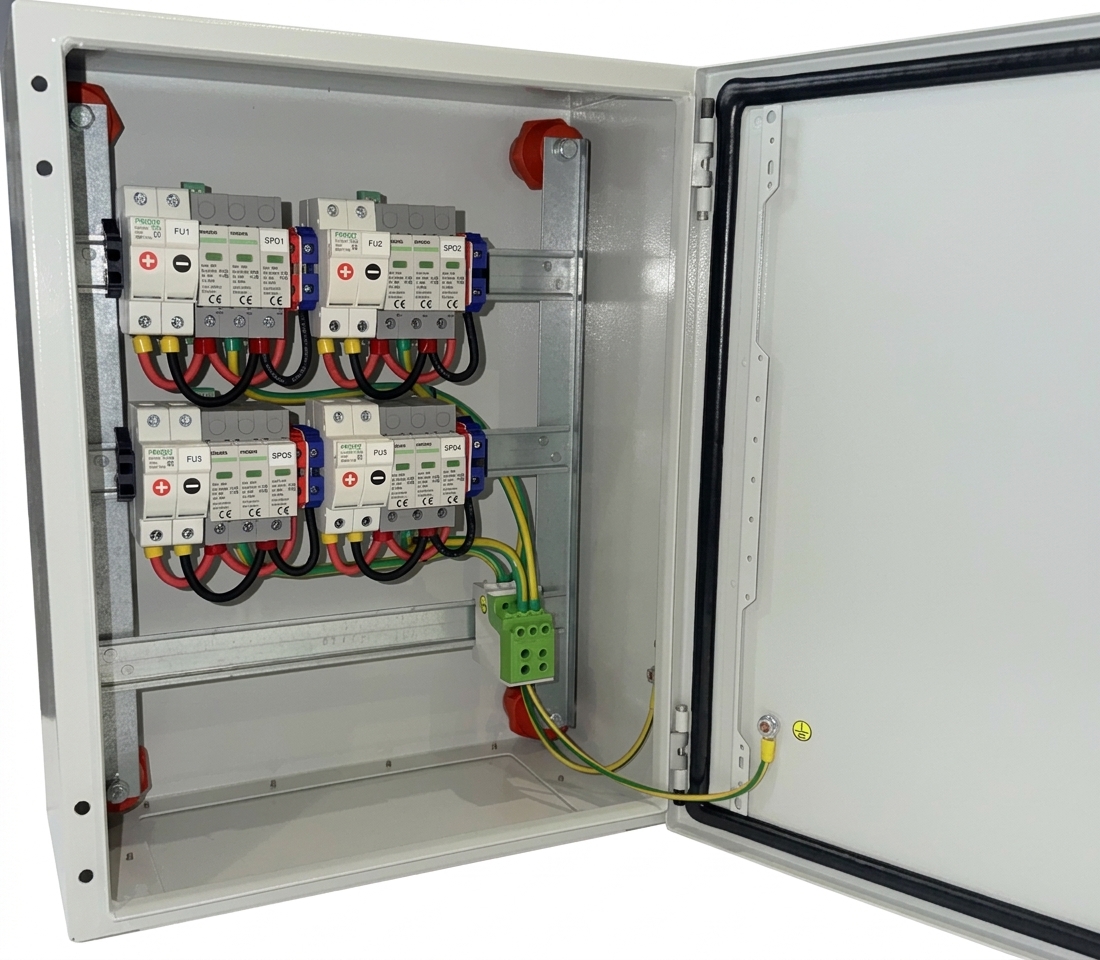 4 stringový rozvaděč Argos FVE_ARGOS_PV4_T1+T2, Oceloplechová skříň, 500x400x200, IP66