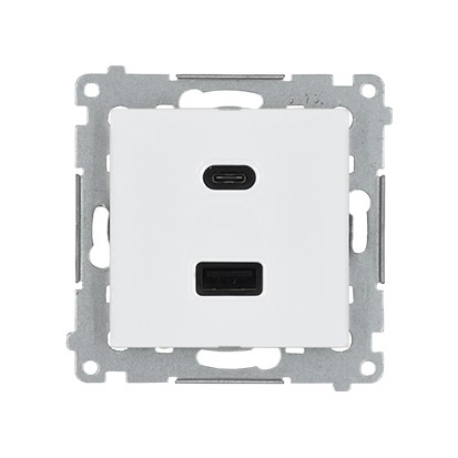 Nabíječka USB SIMON 54 DEC2CAQ.01/11, 2 násobná, 1x USB typ C+1x USB typ A, max. 30 W, bílá