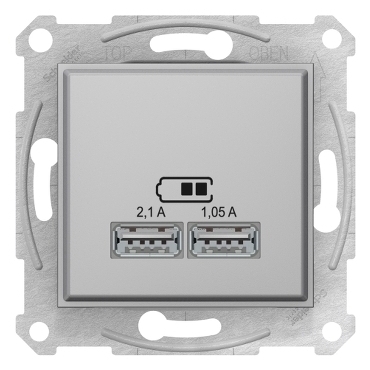 SCHN SDN2710260 Sedna - 2xUSB nabíjecí konektor 2.1A, Aluminium RP 0,12kč/ks