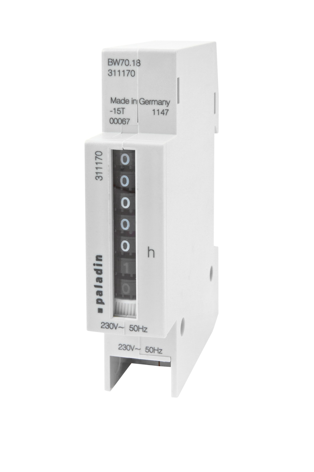 EL 1008139 Počítadlo provoz. hodin PALADIN 311170 (BW 70.18), 230V, 50Hz, 1mod., šedé, na DIN lištu