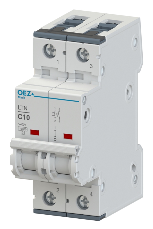 Jistič dvoupólový OEZ:41748 LTN-0,5D-2, In 0,5 A, Ue AC 230/400 V / DC 144 V, char. D, 2pól, Icn 10
