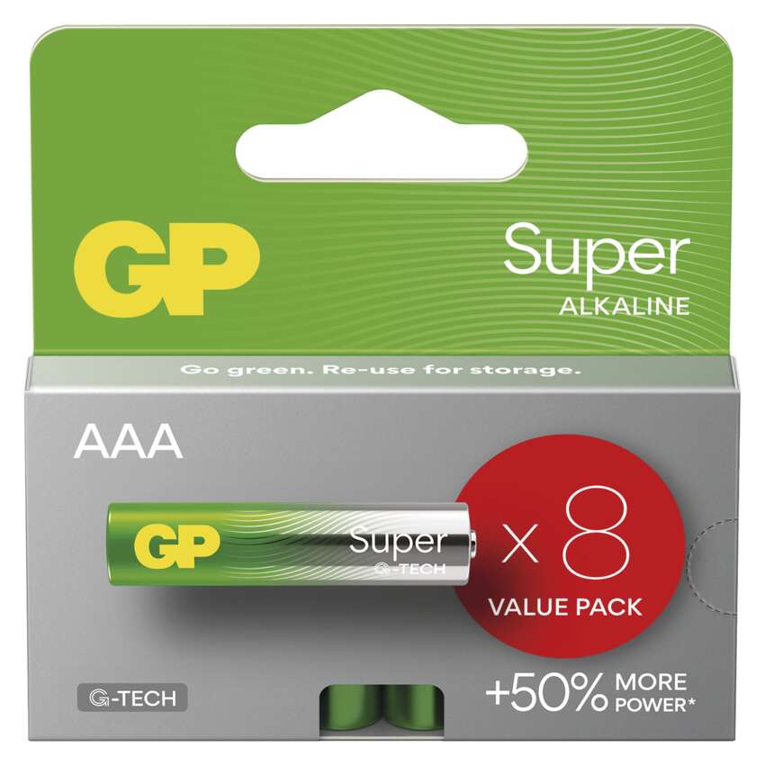 Baterie alkalická GP SUPER AAA (LR03) 8pcs value pack