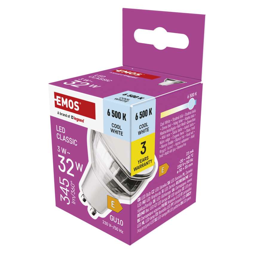EMOS ZQ8E19 LED CLS MR16 3W(32W) 345lm GU10 CW