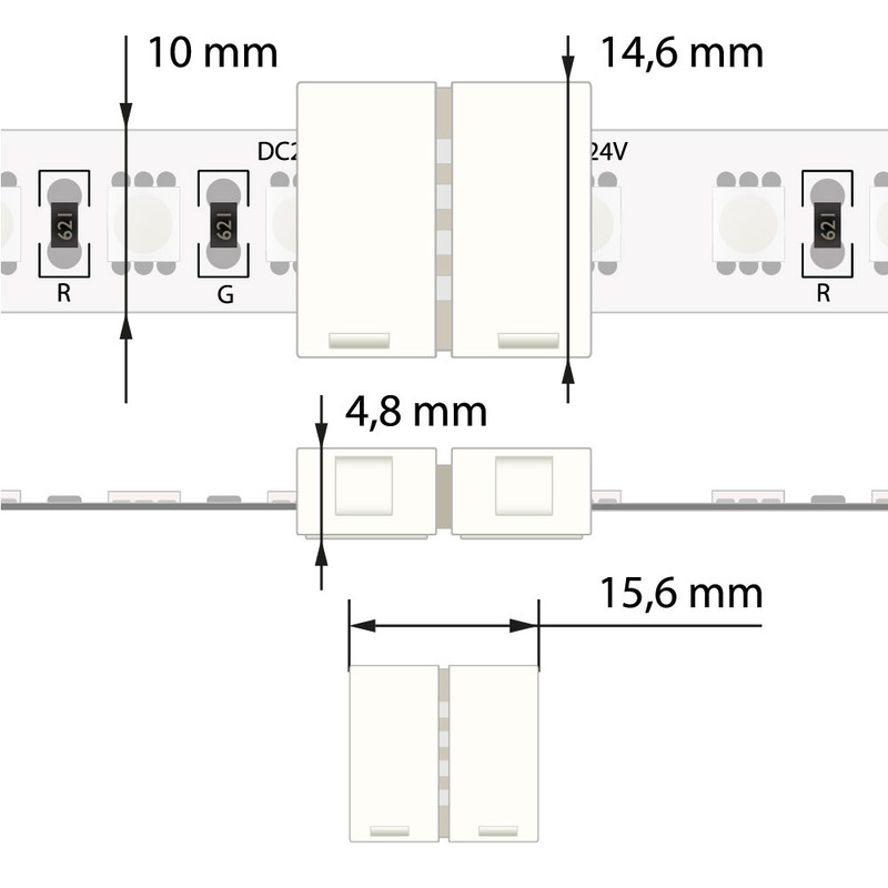 Spojka LED pásků MC LED šíře 10 mm, 4 piny